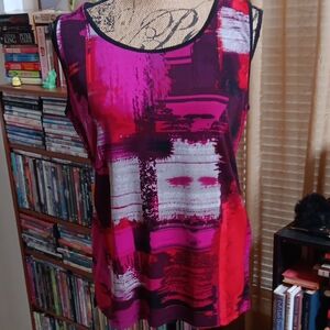 Kasper Pink Relaxed Graphic Tank Top